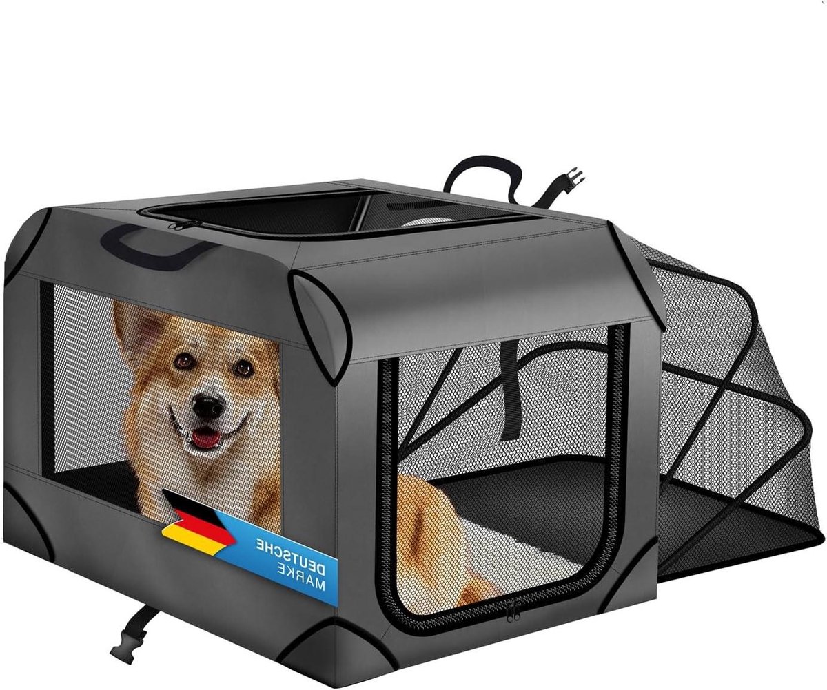 Hondentransportbox Dier - Hondenkatten Krat - Veilig Vervoer - Opvouwbaar & Ademend - 63 x 43 x 40 cm - Grijs
