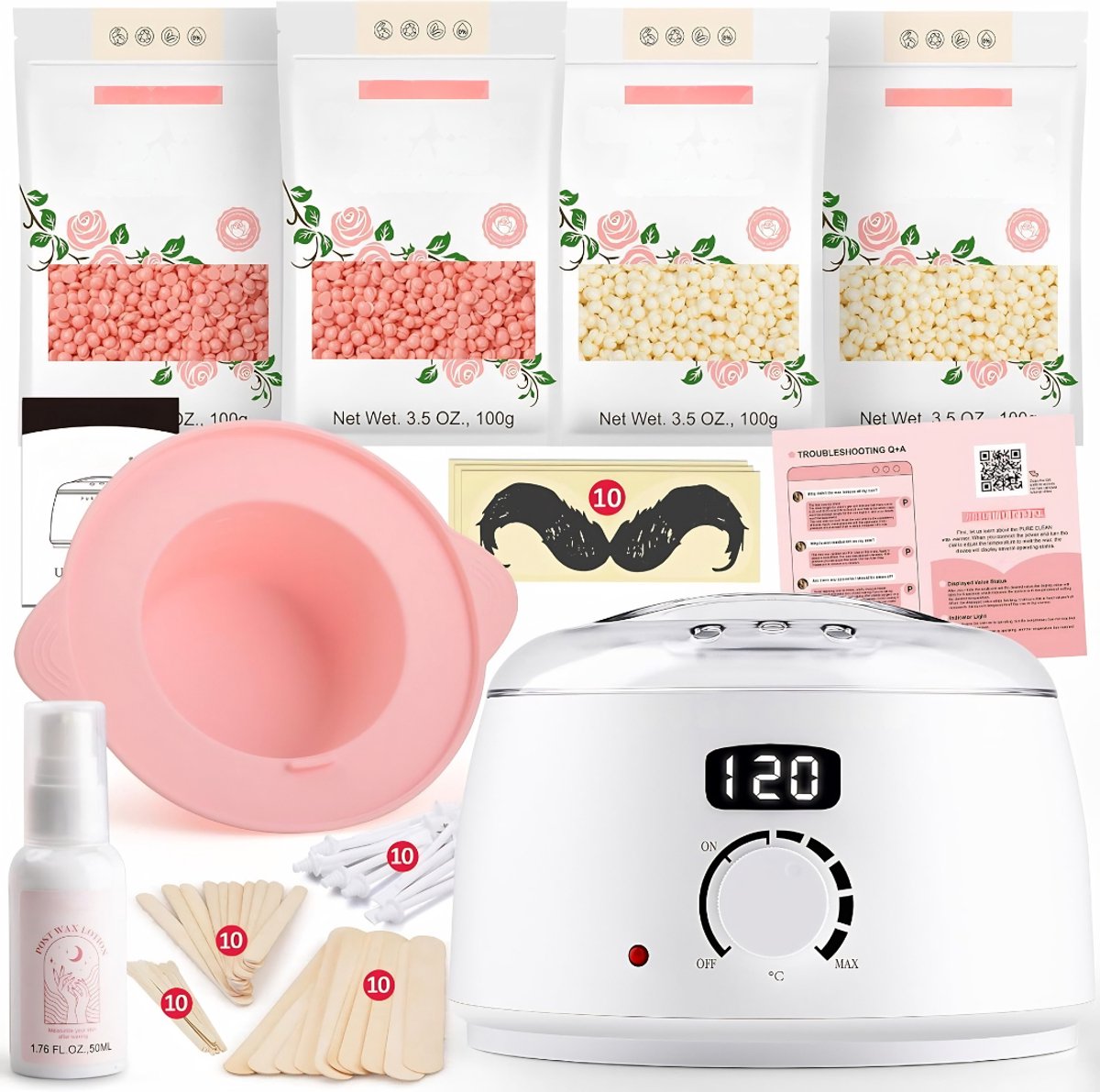 Lìon® Wax Apparaat - Wax Kit - Wax Set - Wit - 21cm x 21cm x 16cm