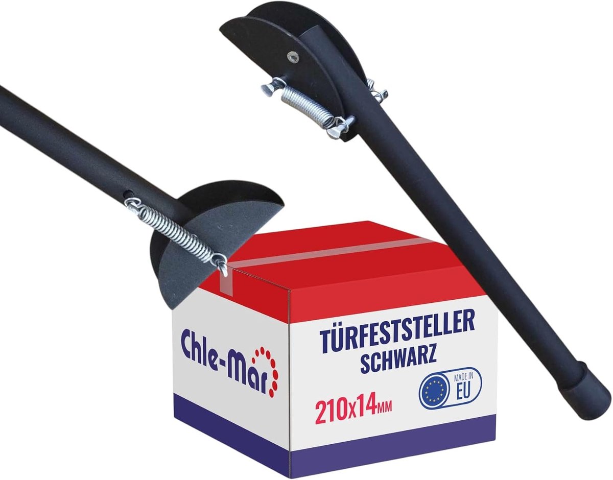Deurvastzetter 210x14 mm - ronde deurhouder - gelakt staal - voorkomt dichtvallen van deuren - ShopVlot