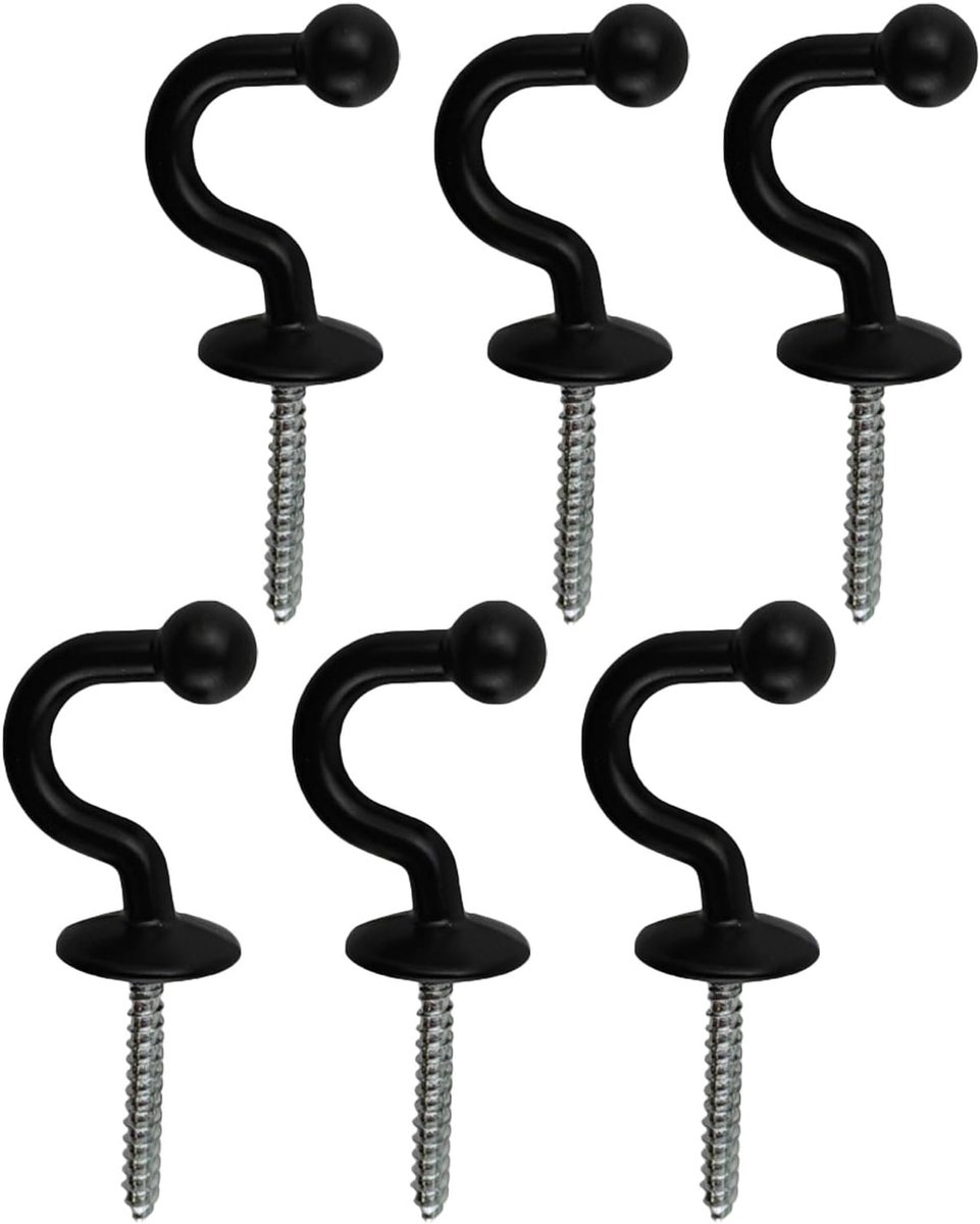 Gordijnhaken 6 stuks - U-houders zinklegering 38 x 30 mm - Decoratief zwart - Perfect voor gordijnen en kleding - ShopVlot