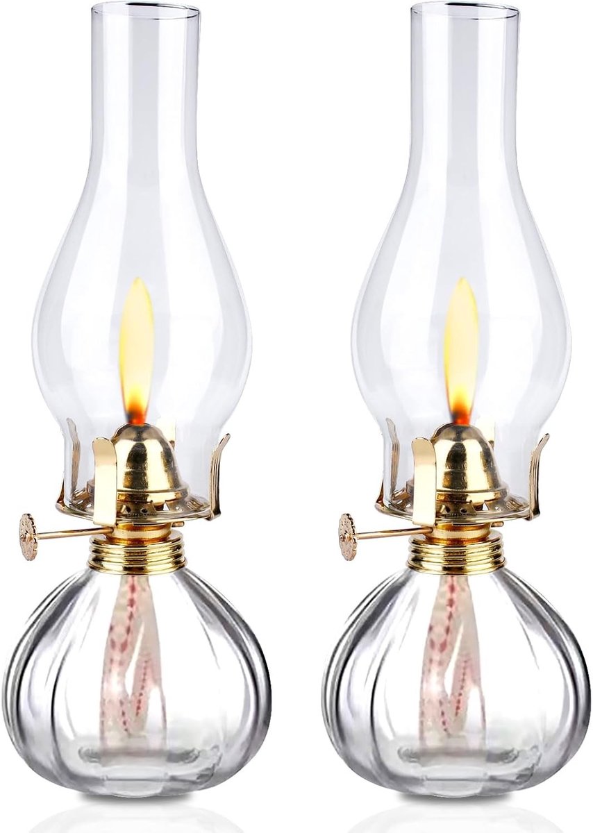 Glazen petroleumlamp - Gradient - 17 x 8 cm - Hittebestendig Glas en Metaal - Voor Binnen en Buiten