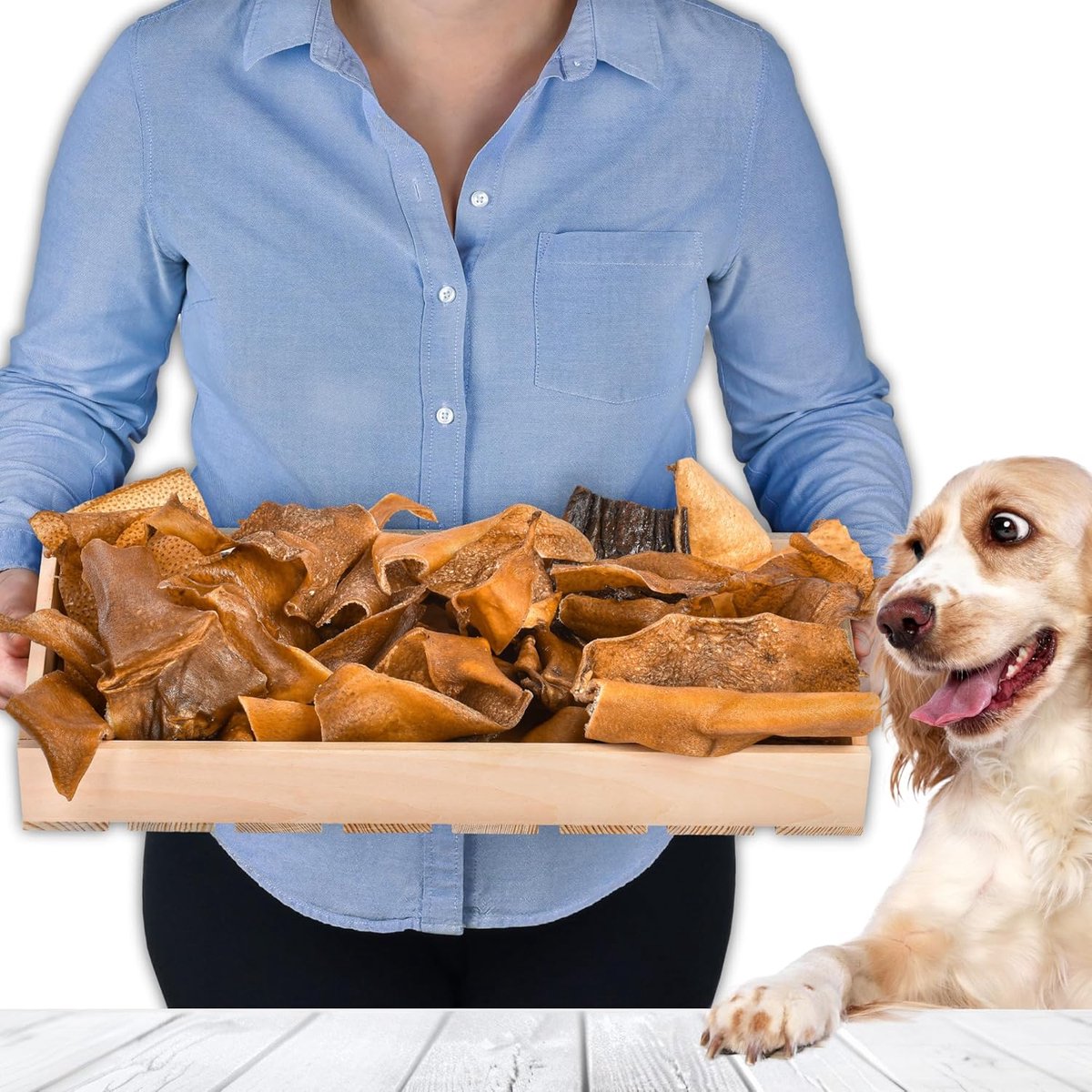 Wildzwijnenhuid voor honden, 15 cm, 1 kg (ca. 55-60 stuks), gedroogde wilde zwijnenhuid, 100% natuurlijk, met bont - ShopVlot