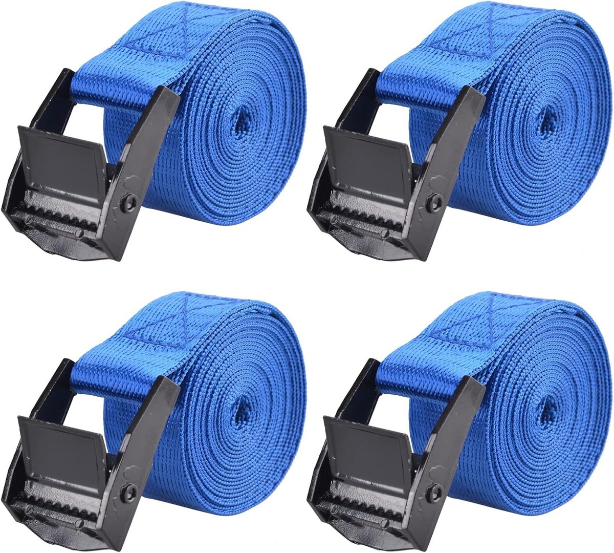 Verstelbare Kofferband - Bagageband voor Koffers, Rugzakken en Tassen - 4 Stuks, 3 Meter, Blauw, 25mm