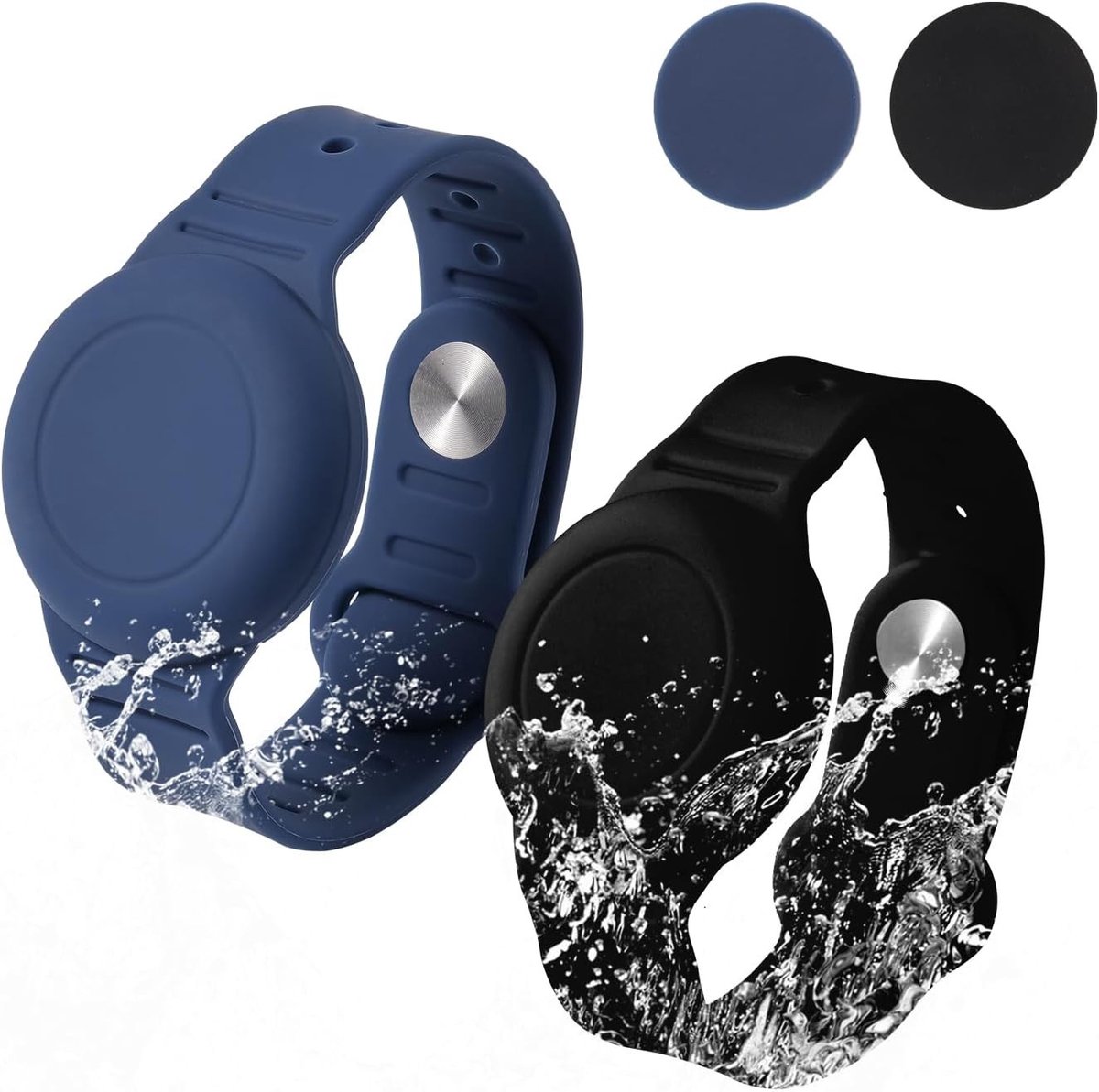 Verstelbare Waterdichte Siliconen Armband voor Kinderen met GPS Tracking, Anti-Verlies en Comfortabele Pasvorm (Blauw, Zwart)