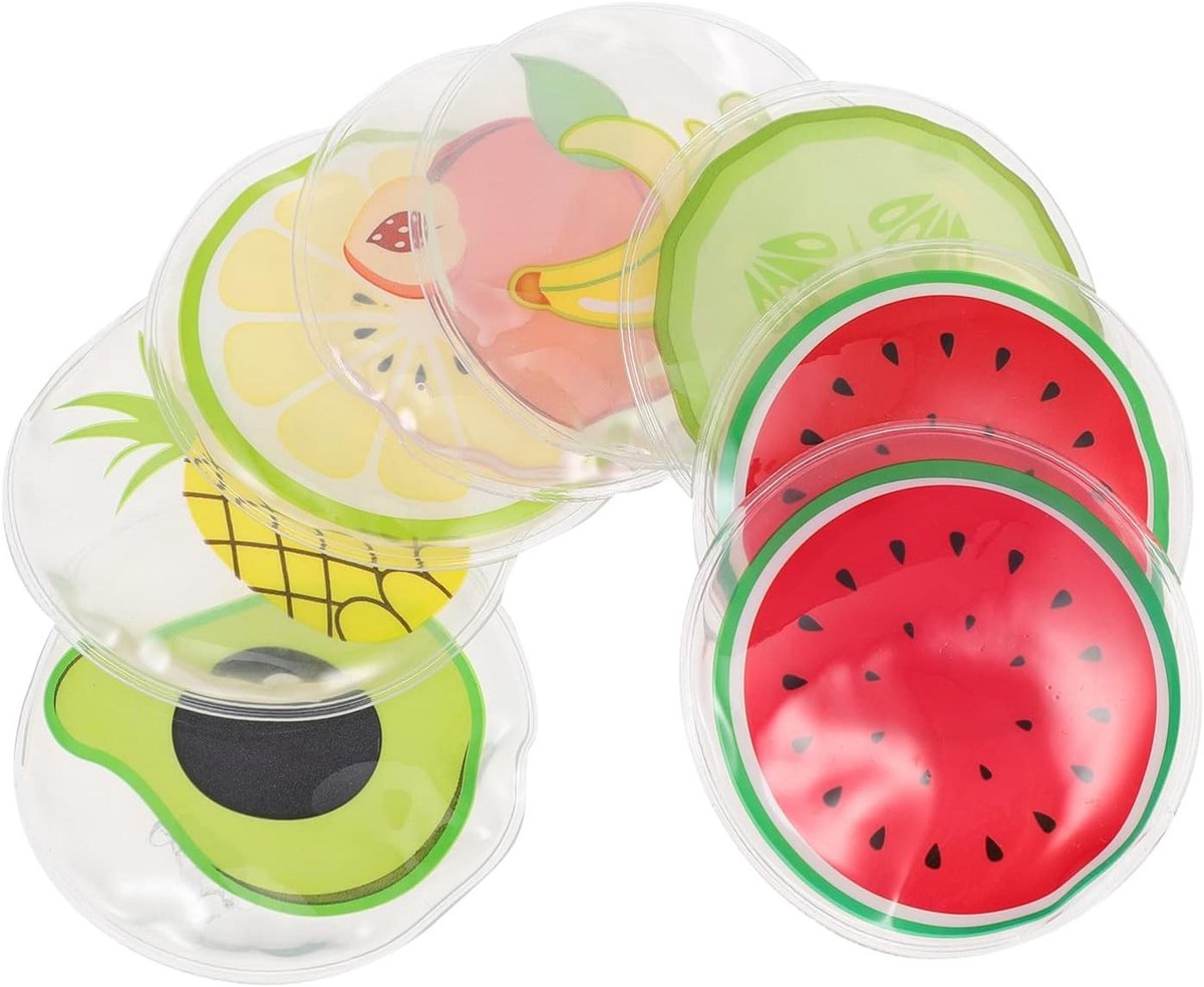 8 Stuks Herbruikbare Gel Koude Oogmaskers met Fruitpatroon voor Vermoeide Ogen, Puffiness en Donkere Kringen