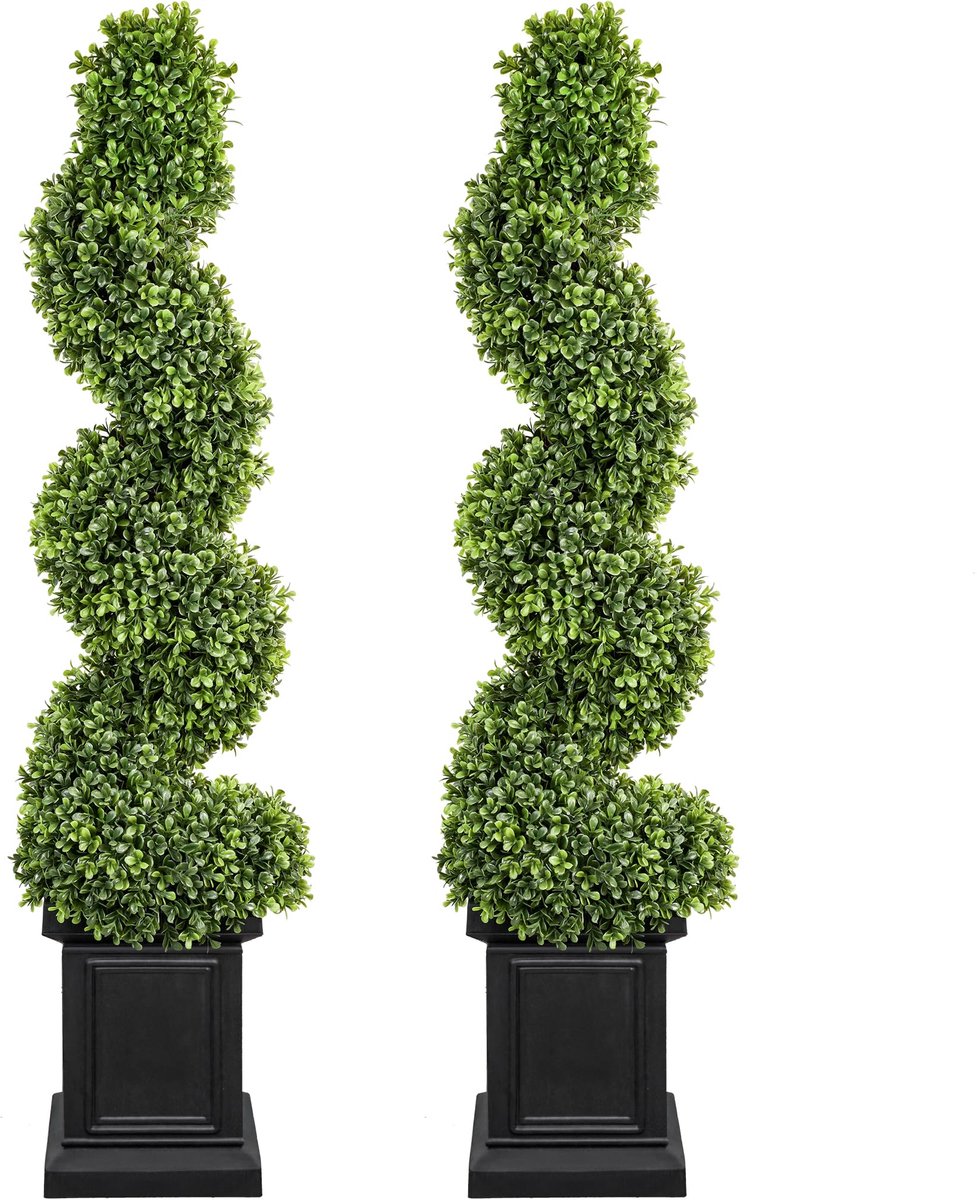 kunstmatige buxus vormsnoei 1,1 m - set van 2 - groene nepplant - perfect voor veranda - ShopVlot