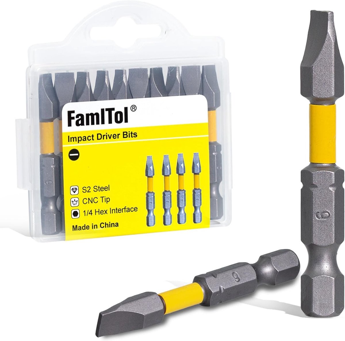 Slotted Schroevendraaier Bits van 2 Inch met Magnetische Niet-Slip S2 Staal voor Hoge Koppel en Precisie, Geschikt voor Professionals en Doe-Het-Zelf Klussen