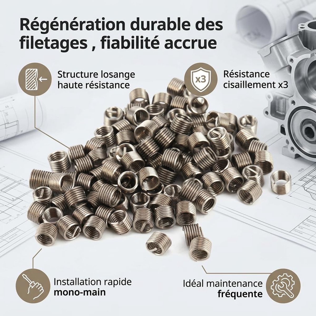 Image of 100Pcs Wire Repair Insert Kit Stainless Steel M5 X 0.8 X 1.5D Thread Thread Inserts Steel Sheath Helicoil Type Screw - ShopVlot