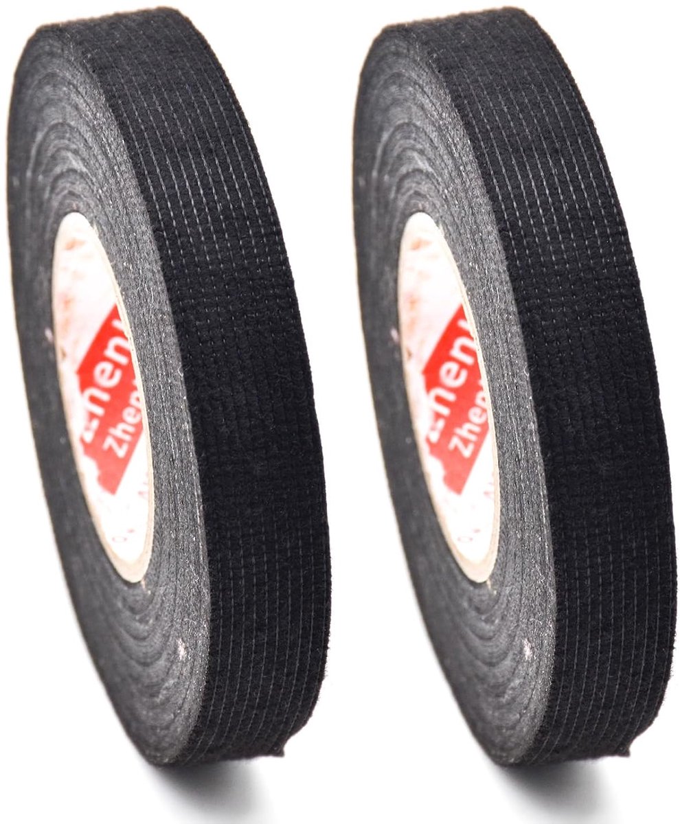 Pack of 2 Textile Tape Thermal Insulation Tape Black Wire Tape Heat Resistant Wire Harness for Car Motorcycle (15mm x - ShopVlot
