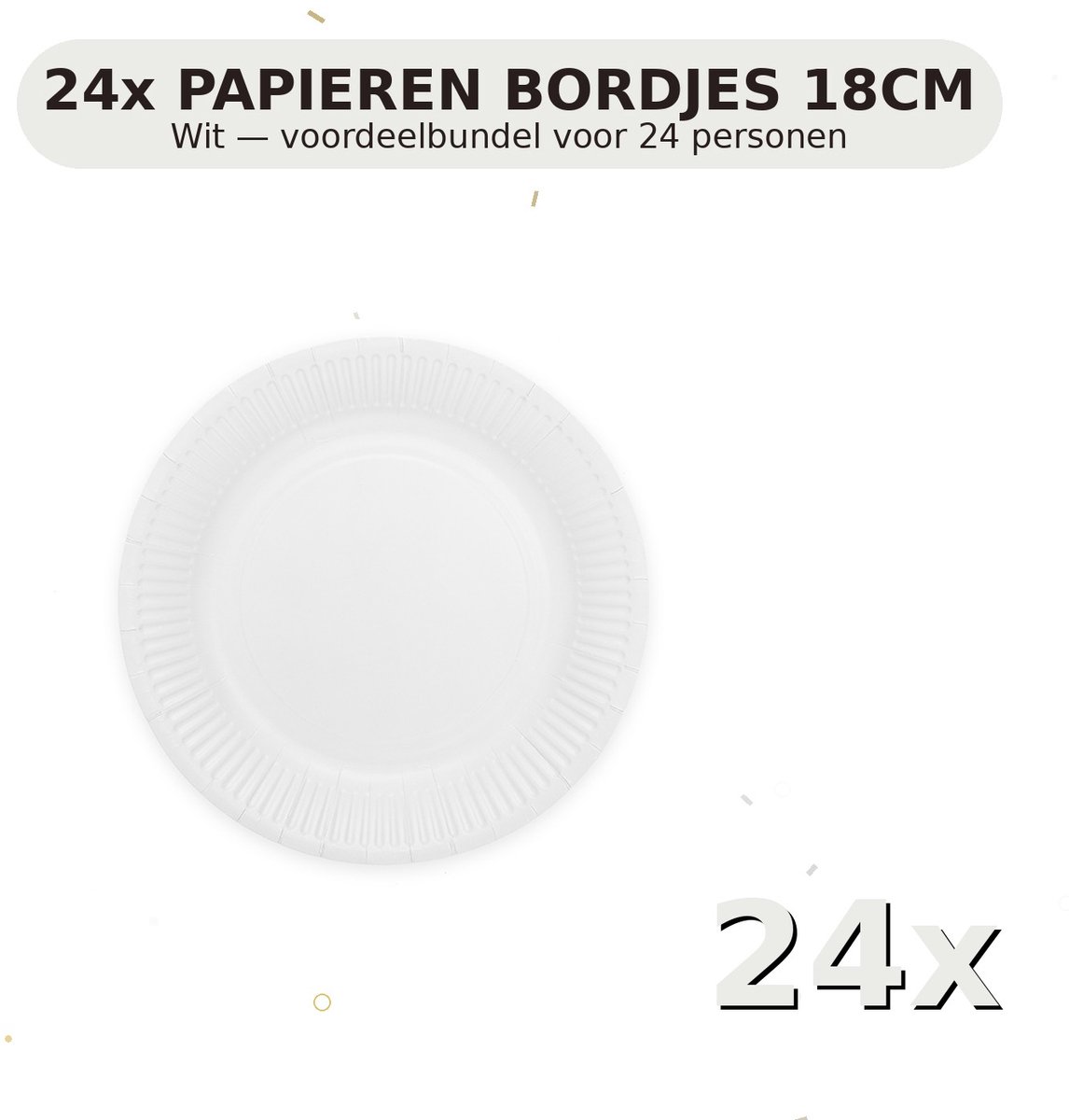 Bordjes 18cm FSC Wit - Voordeelverpakking 24 Stuks voor tot 24 Personen - Feestartikelen