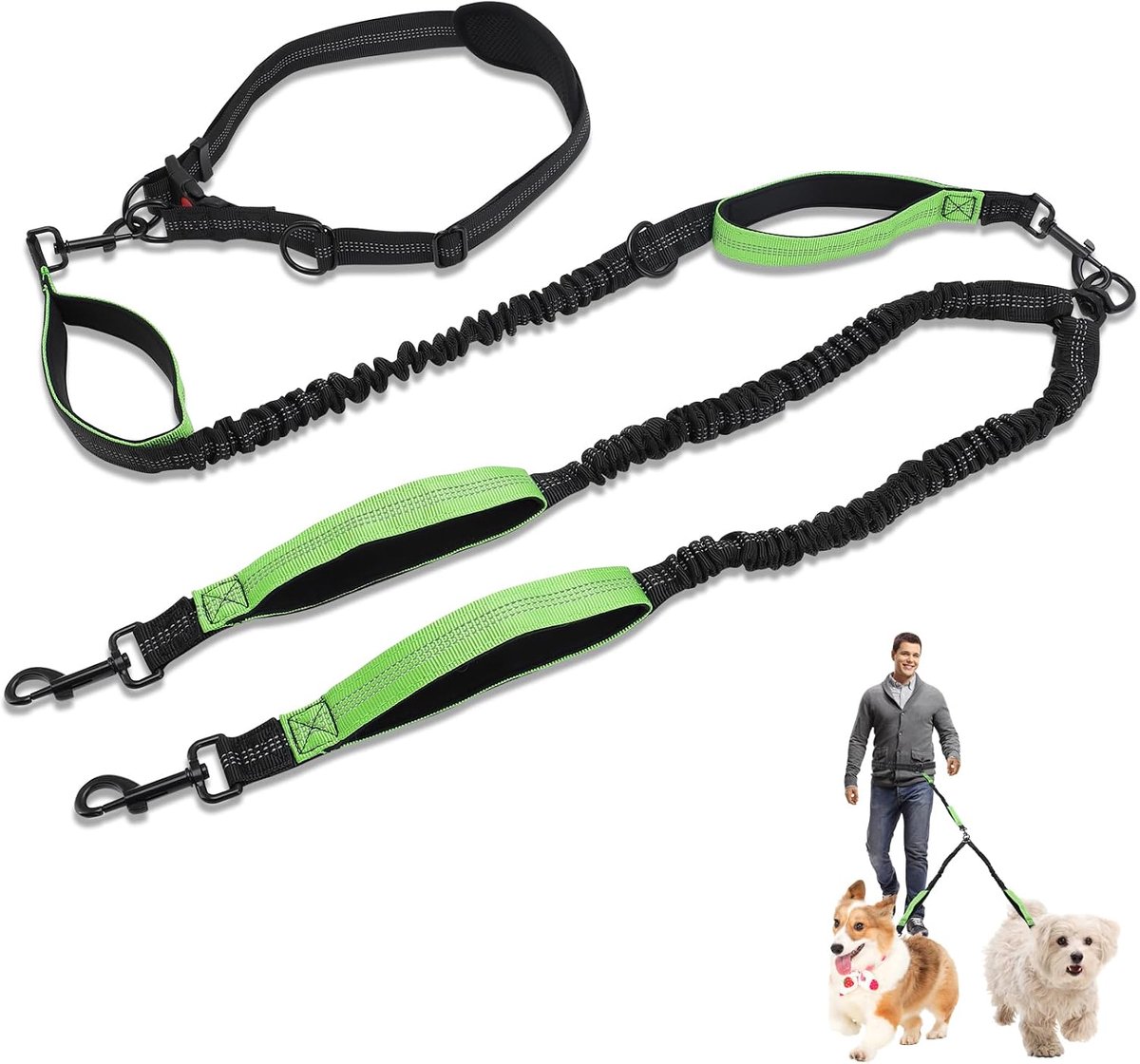 Dog Lead, Lasso with Elastic Cord, 3-Point Lead, Training Lead for Small, Medium and Large Dogs - ShopVlot