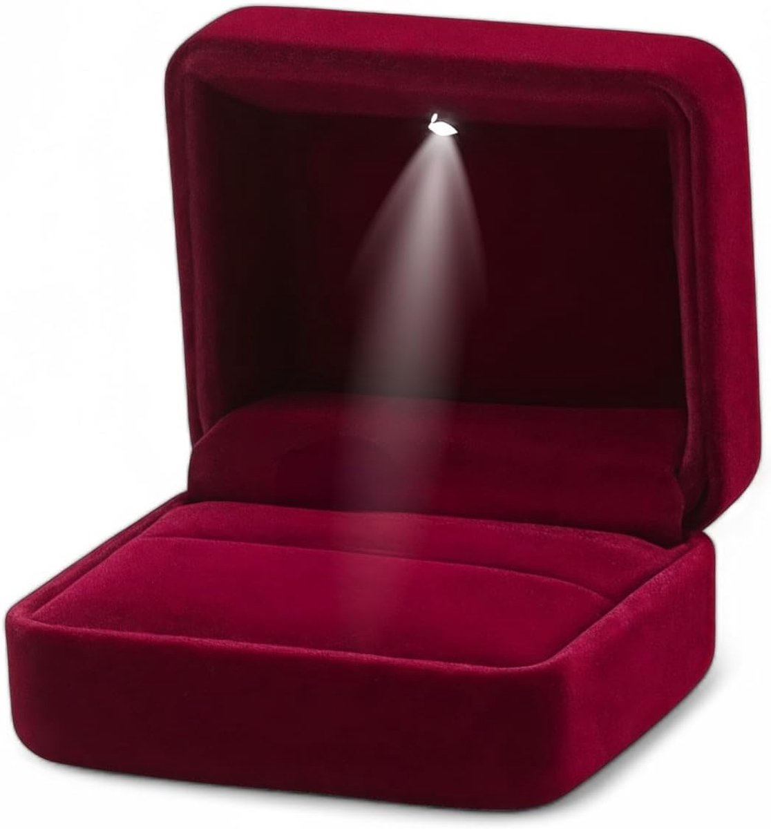 Ringdoos LED-verlicht - Wijnrood - Verlovings- en trouwringdoos - Perfect voor bijzondere momenten - ShopVlot