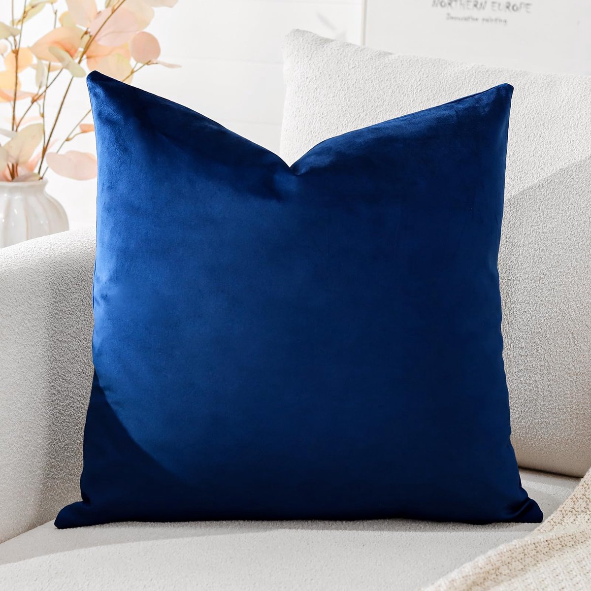 Kussenhoes 60 x 60 cm - Fluweel - Donkerblauw - Superzacht voor woonkamer - ShopVlot