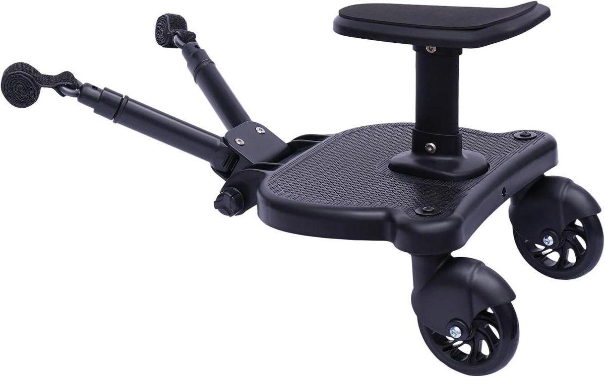 Meerijdplank Kinderwagen - Meerijdplank Buggy - Samen op pad - Universeel met zitting - Tot 25 kg - Zwart
