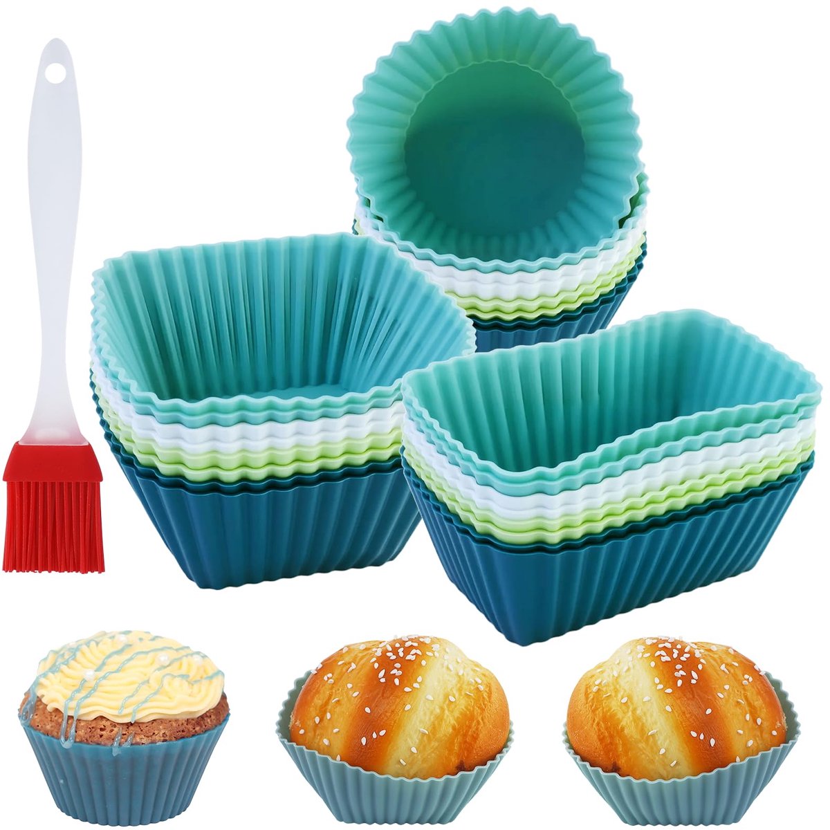 Muffinvorm silicone 24 stuks - herbruikbare muffinvormpjes - BPA-vrij - perfect voor cupcakes en cake - ShopVlot
