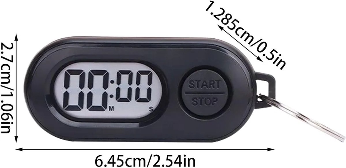 Draagbare LCD-timer Geschikt voor sleutelhanger, 1 stuk, Geschikt voor keukens, scholen en sportfaciliteiten.