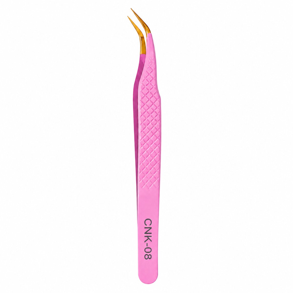 Professionele Wimper Pincet CNK-08 – Gebogen Lash Pincet – Isoleren & Plaatsen – Roze/Goud