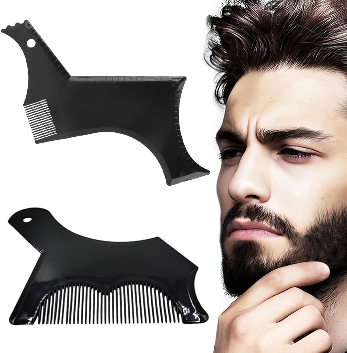 Beard Stencil Set voor Mannen - 2 Delige Set voor Perfecte Baardlijn, Eenvoudig Scheren en Stylen, Ideaal voor Baardverzorging en Vormgeving