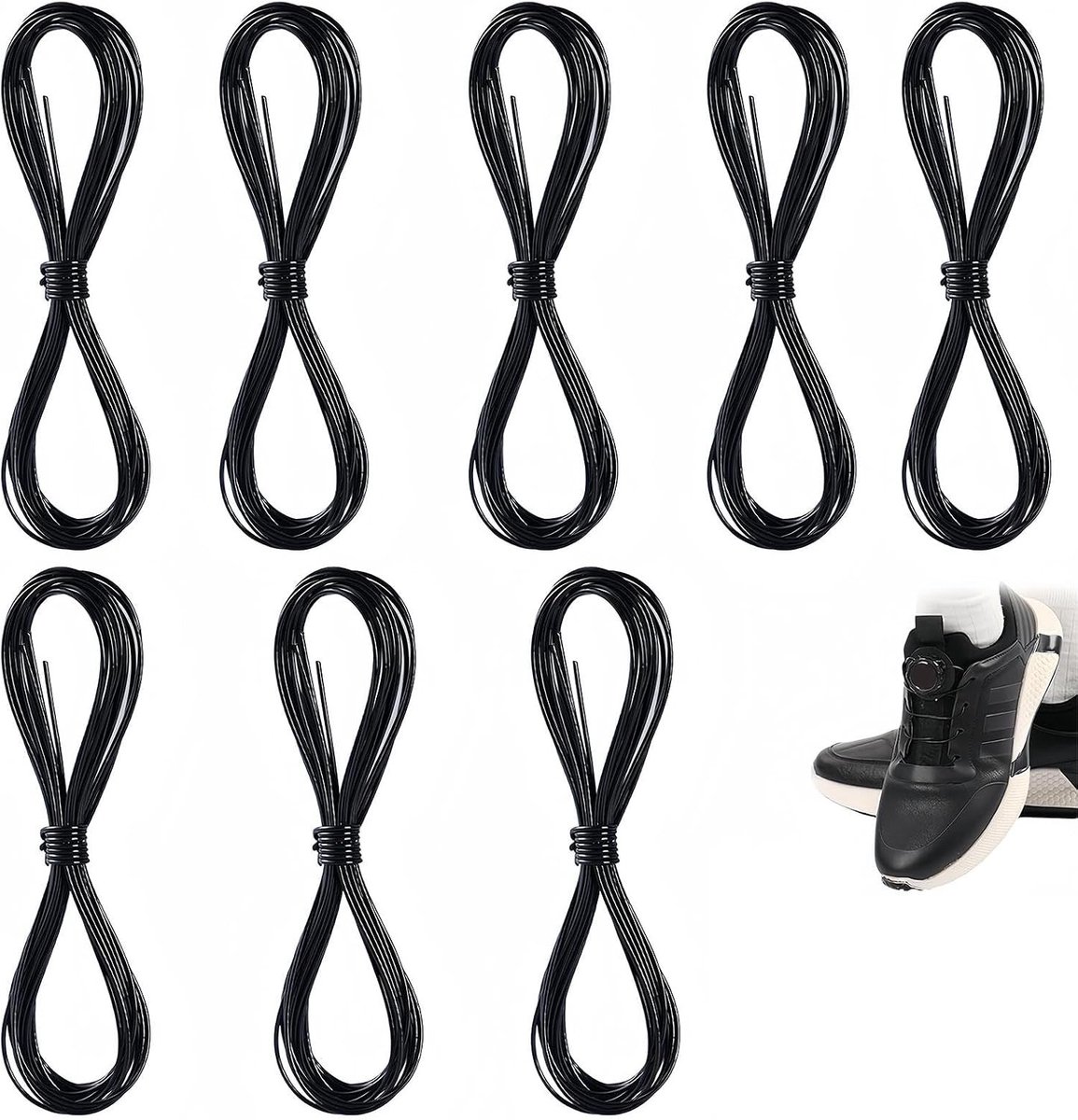 Verstelbare Twist Lock Veters 140 cm – Geschikt voor BOA en andere systemen – 8 Stuks Duurzame Veters voor Sport, Werk en Casual Schoenen