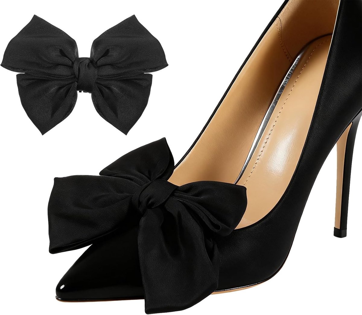 Elegante Satijnen Strik Schoenclips voor Dames, 2 Stuks, Verwijderbare Schoenversieringen voor Bruiloften en Feestjes, Glanzende Schoen Charms