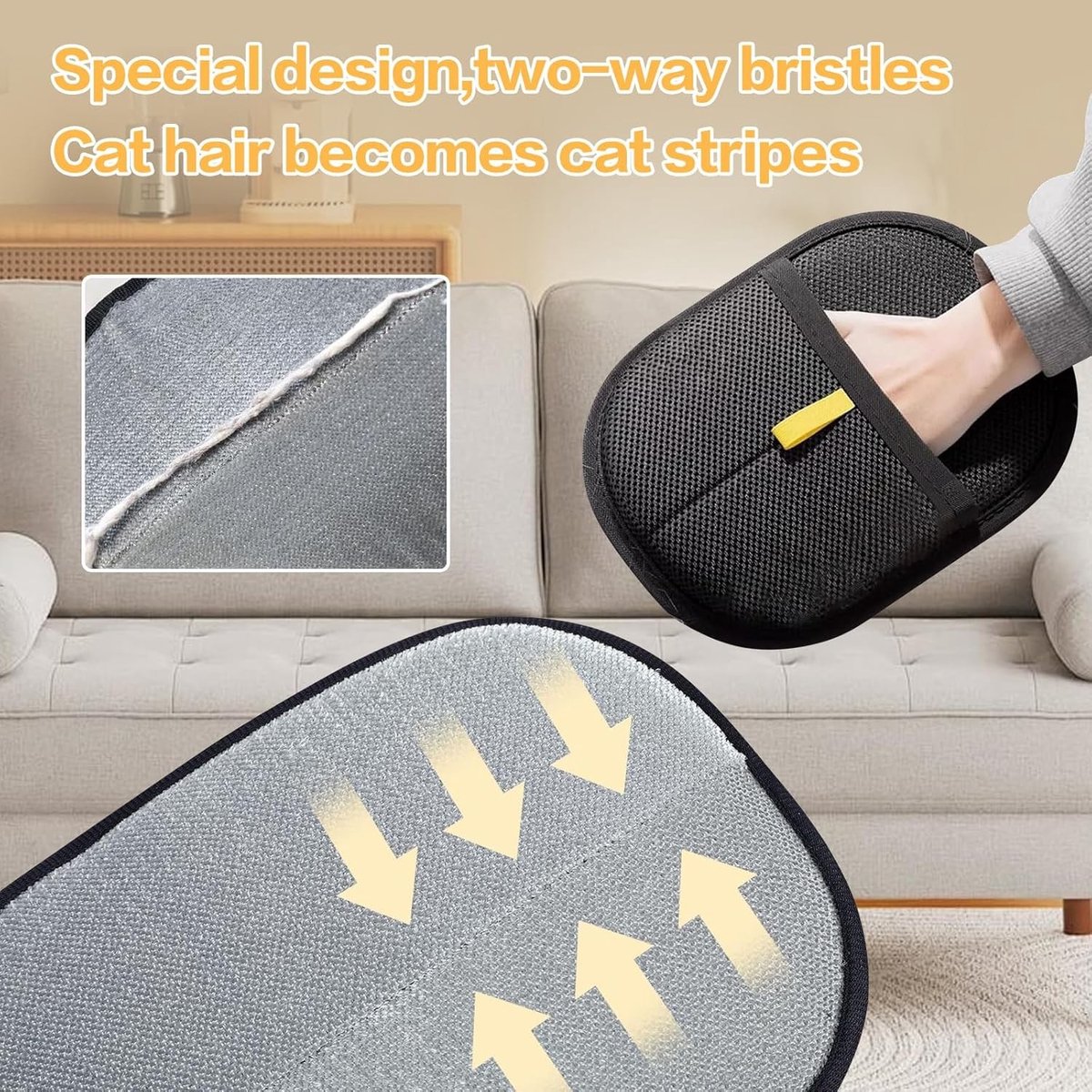 Herbruikbare Dikke Dubbelzijdige Borstelhandschoenen voor een Gladde en Gezonde Vacht, Antistatisch, Ideaal voor Kleding en Meubels, 2 Stuks