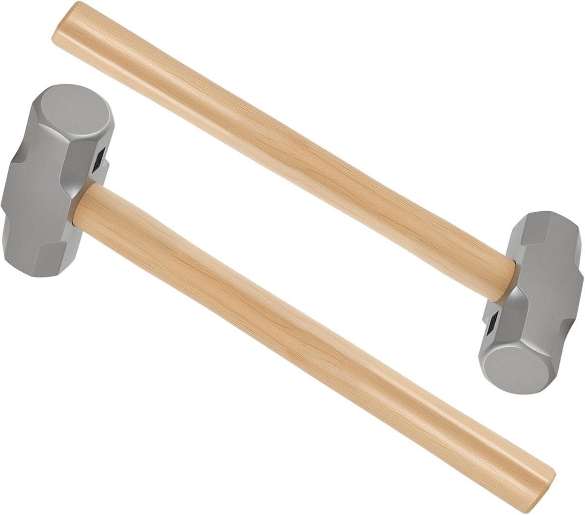 Set van 2 sledge hammers van 2000 g met houten handvat voor sloopwerk, betonbreken en paalhameren