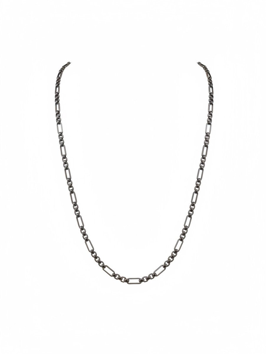 Stalen Fantasie Jasseron Ketting Zwart RVS – 3mm - 45cm