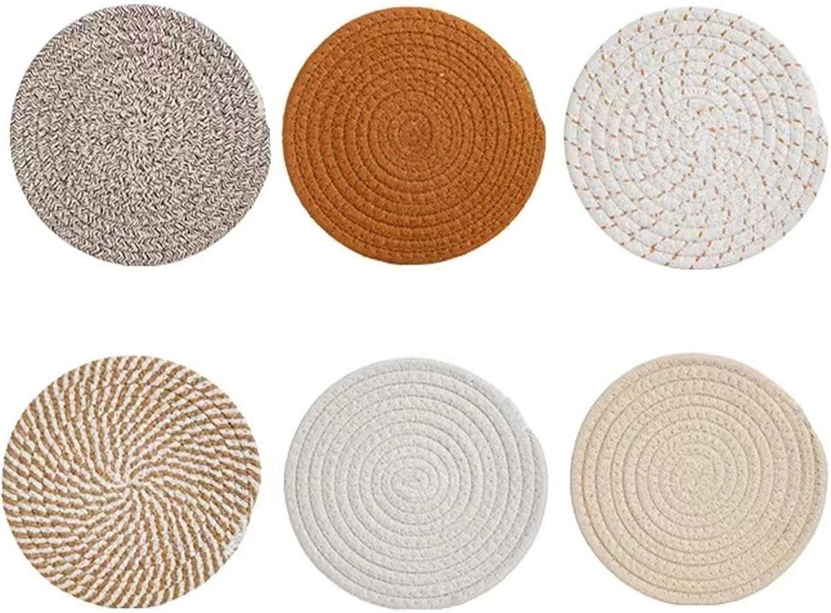 Set van 6 Hittebestendige Onderzetters van 18 cm, Ideaal voor Keuken, Pannen en Borden, Verkrijgbaar in 6 Kleuren