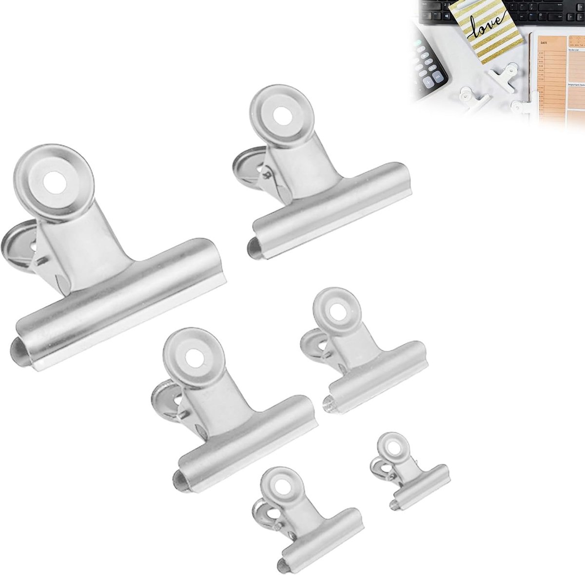 10pcs Large Bulldog Clips, 63mm Metal Clips, Reusable Metal Clamps for Office, Kitchen and Craft Supplies (Silver) - ShopVlot