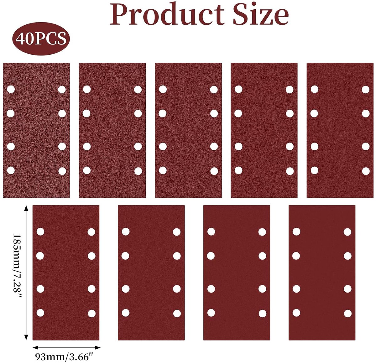 Schuurvellen 185 x 93 mm - Rectangular schuurpapier - 8 gaten - Voor hout, metaal en lak - ShopVlot