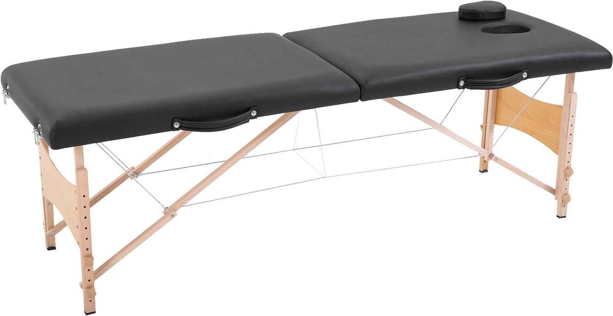 Bruinsma INEX Opvouwbare Houten Massagetafel - Brancard Met Hoofdsteun - Draagbare Opbergtas - Hoogte Verstelbare Massagebank - 186LX60BX58-81H CM