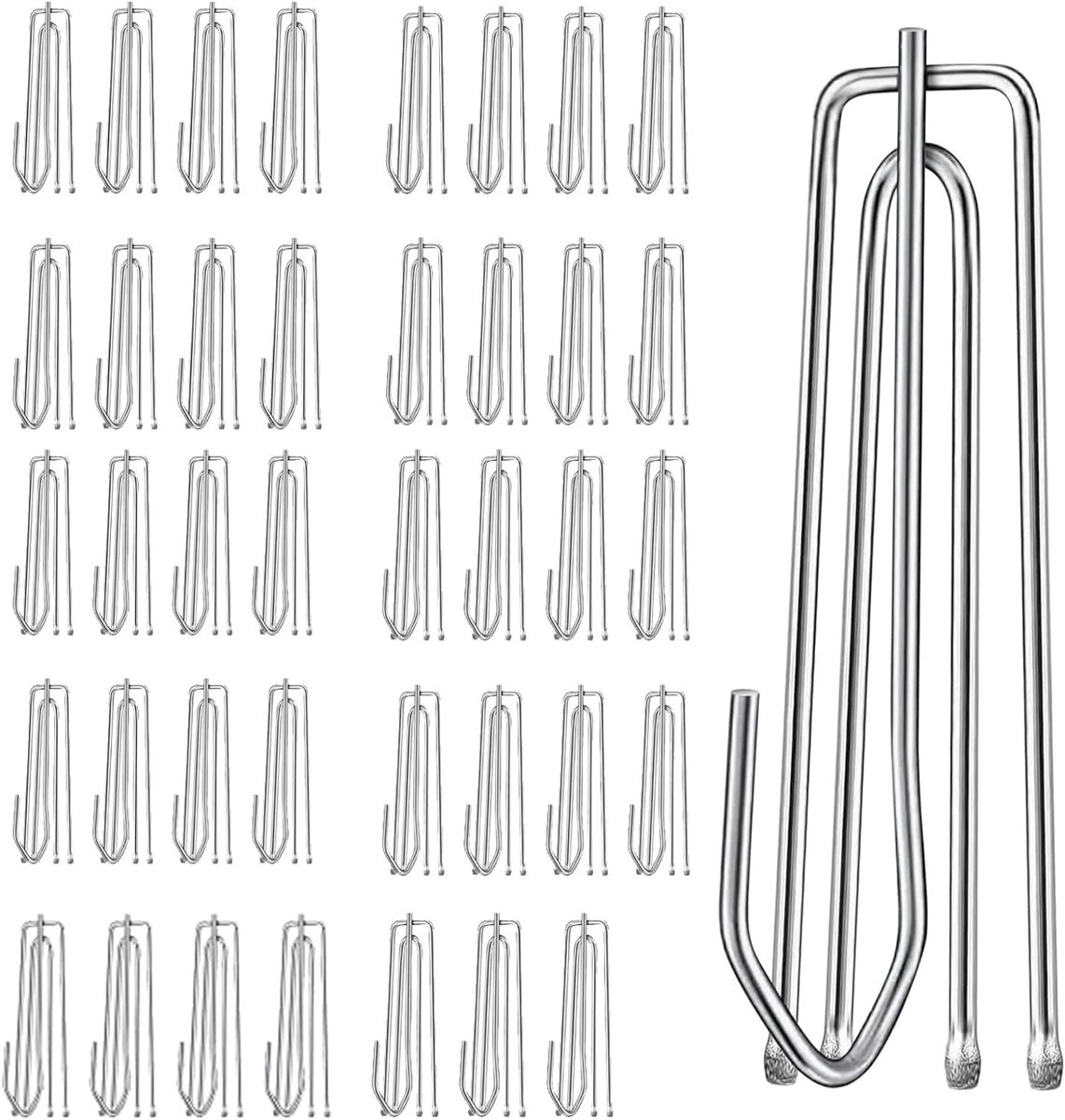 Dailygoods - Gordijnhaken van Roestvrij Staal - 40 Stuks Klemhaken en Ringen