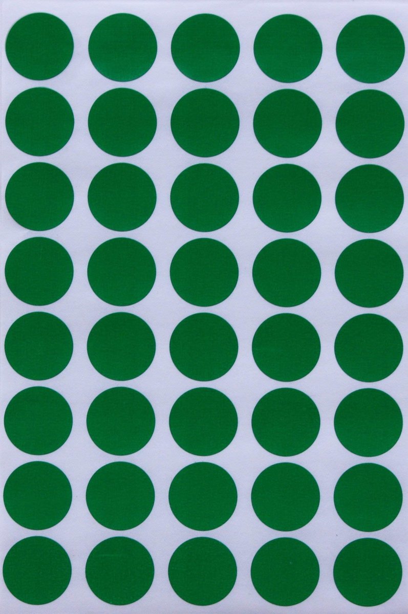 Dailygoods - Ronde Stickers 19mm - 600 Stuks Groene Etiketten