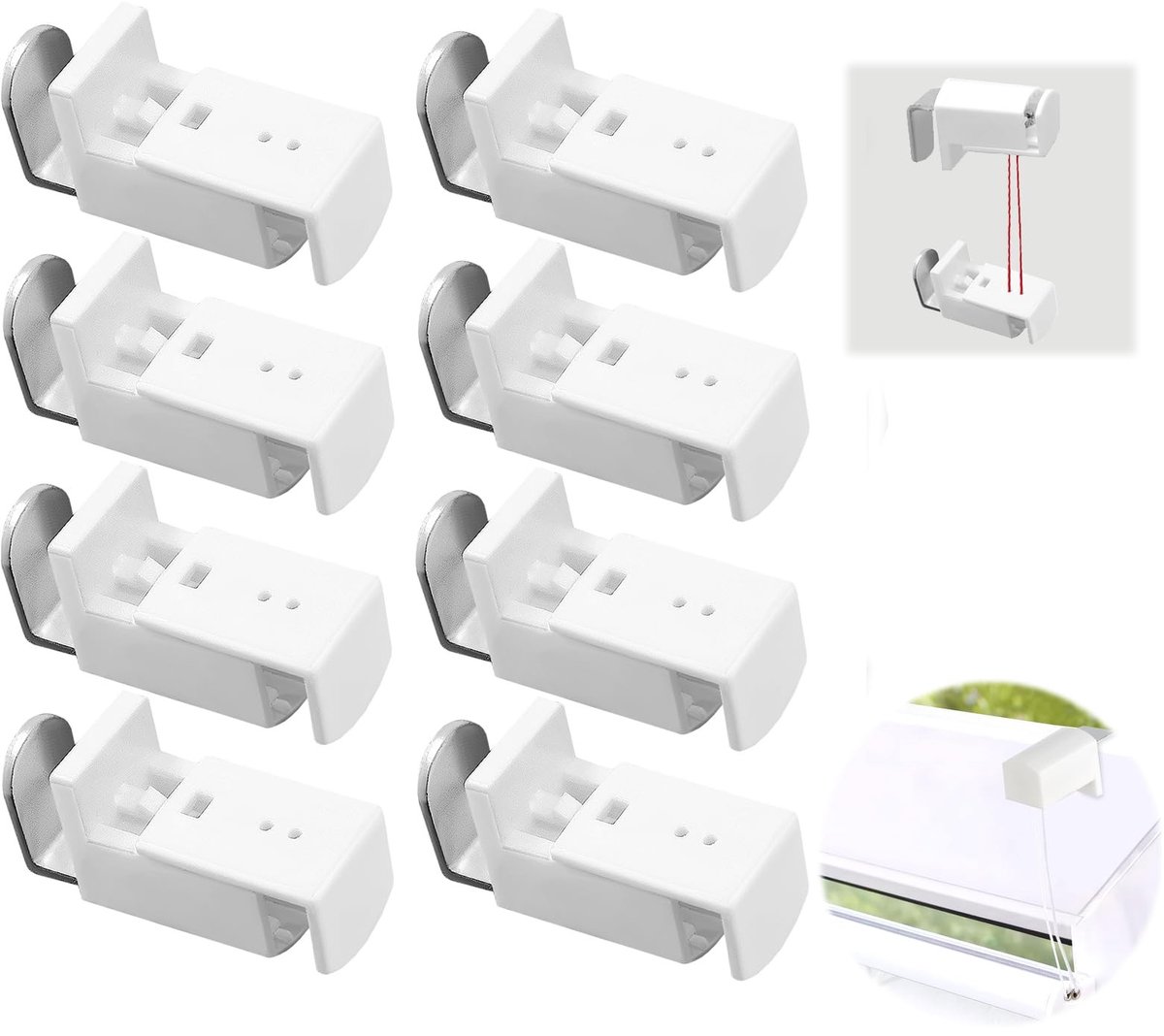 Dailygoods - 8 Stuks Klemdragers voor Plissé en Rolgordijnen - Zonder Boren