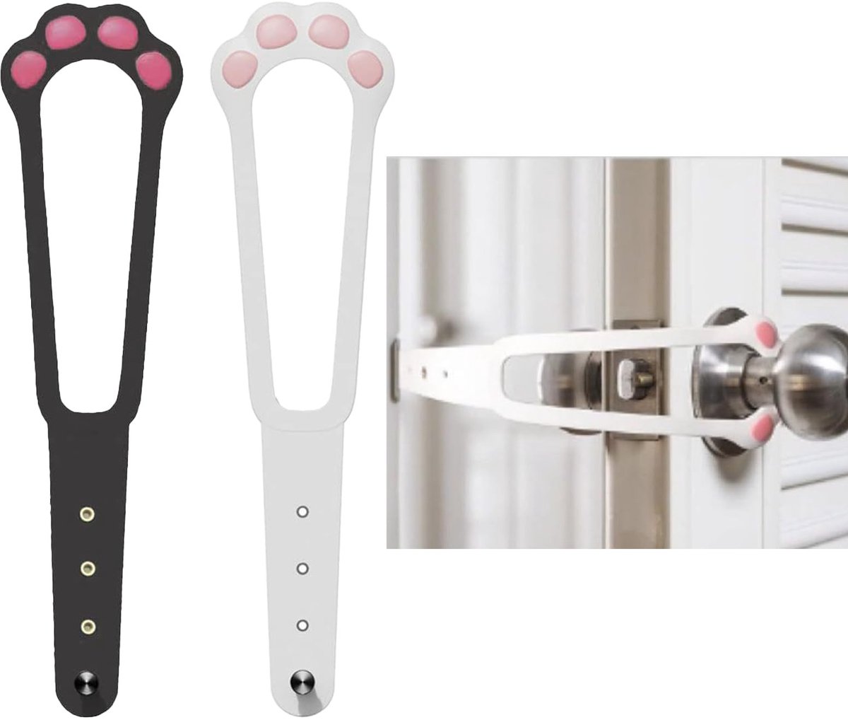 Dailygoods - Verstelbare Deurstopper voor Huisdieren - 2-Delige Kattendeurhouder en Vergrendelbeugel
