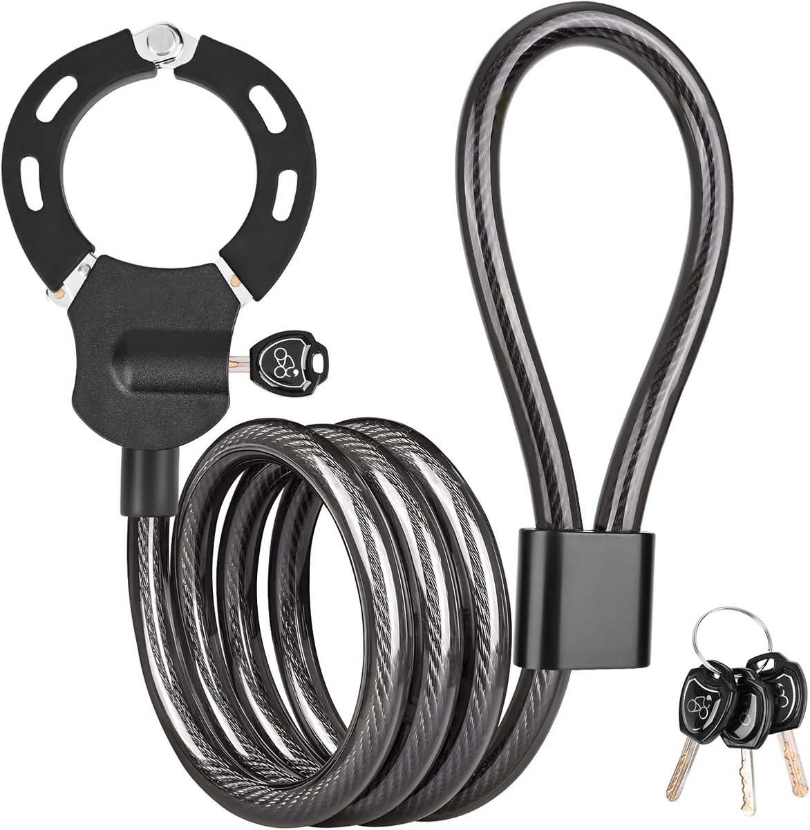 SnelShoppen - Fietsslot, Spiraalslot, Kabelslot, Diefstalbeveiliging, 120 cm, Robuust, Snijbestendig, Waterdicht, Met 3 Sleutels voor Fiets, Motor, Sc