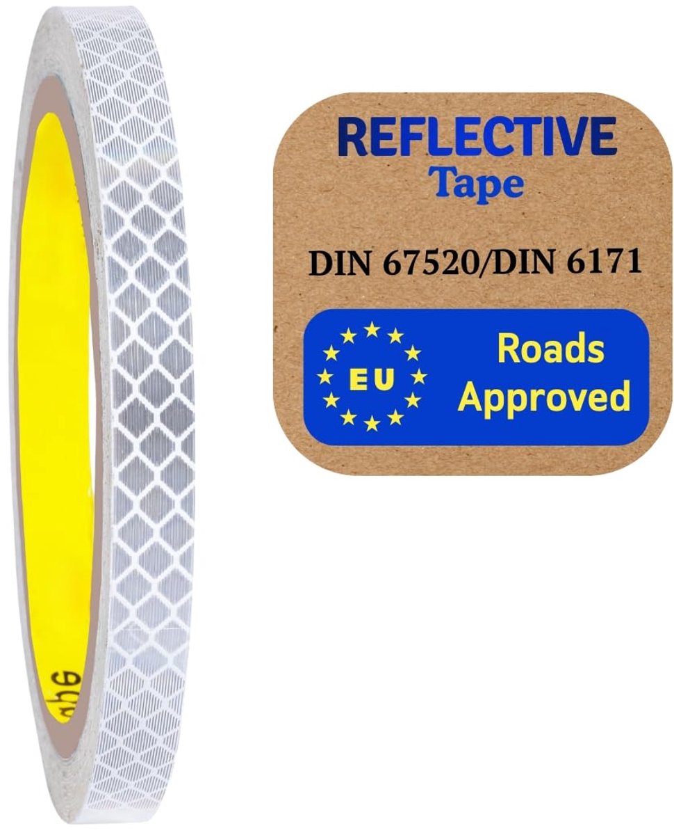 SnelShoppen - Outdoor Reflecterende Plakband 10mm x 5m - Hoogste Zichtbaarheid, Waterdicht, Sterke Hechting voor Voertuigen, Aanhangers, Fietsen, Witt