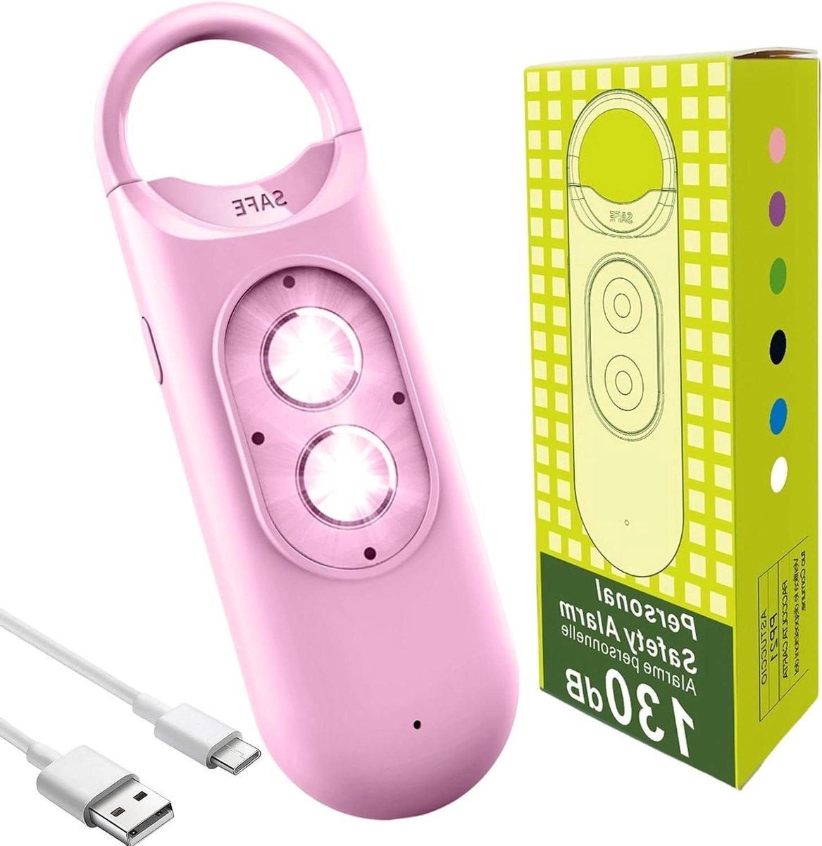 Persoonlijk Alarm - Beveiligingssirene Draagbaar - Zelfverdediging Noodsituaties - 130dB Geluidsalarm - 9.9x3.2cm - Roze