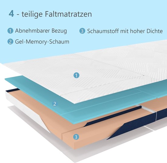Inklapbare Vouwmatras 120 x 195 cm - Opvouwbaar Comfortabel Gastenmatras voor Camping en Thuis van Unipower — afbeelding 4