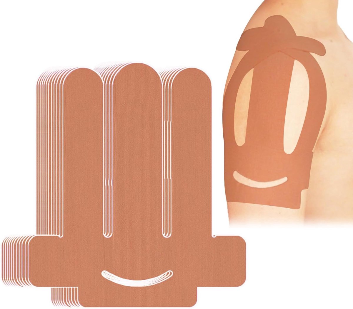 BOTC Kinesiotape Schouder - Beige - 10 Stuks - Voorgesneden Schoudertape - Elastische Sporttape van Katoen - Kinesiologie Tape voor Schouder