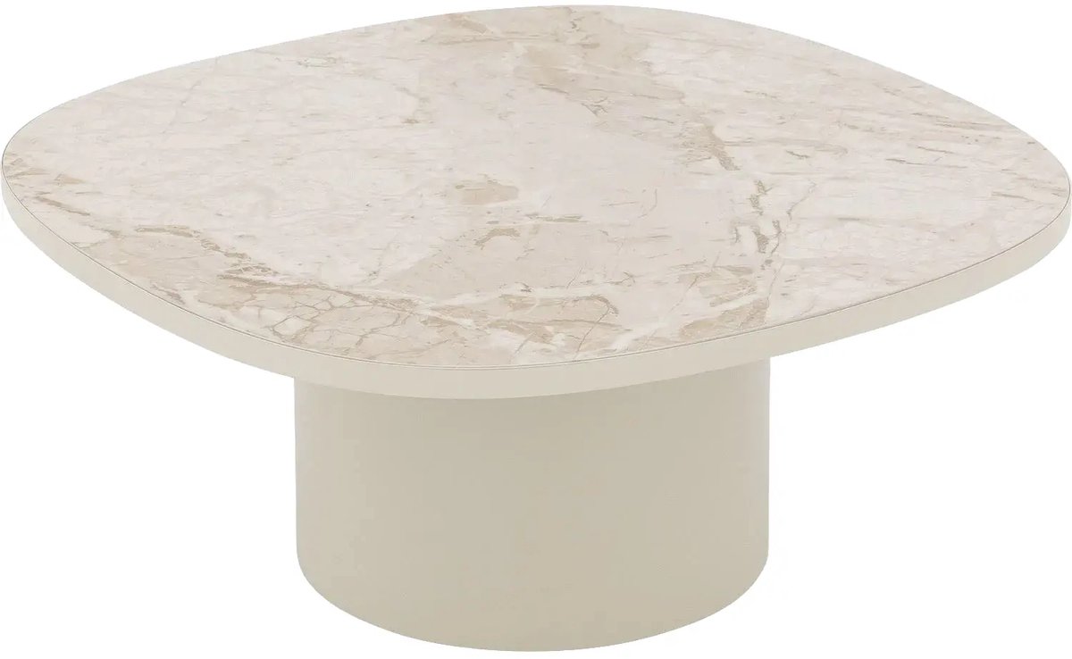 Goossens Salontafel Fina - 70 x 30 x 70 - keramiek - beige - vierkant breccia reale