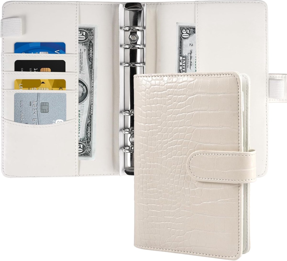 SnelShoppen - Budget Binder A6 19x13cm - Faux Leer, Met Rits, Inclusief Geld Enveloppen Voor Huishoudbudgettering, Geldbesparingsuitdagingen