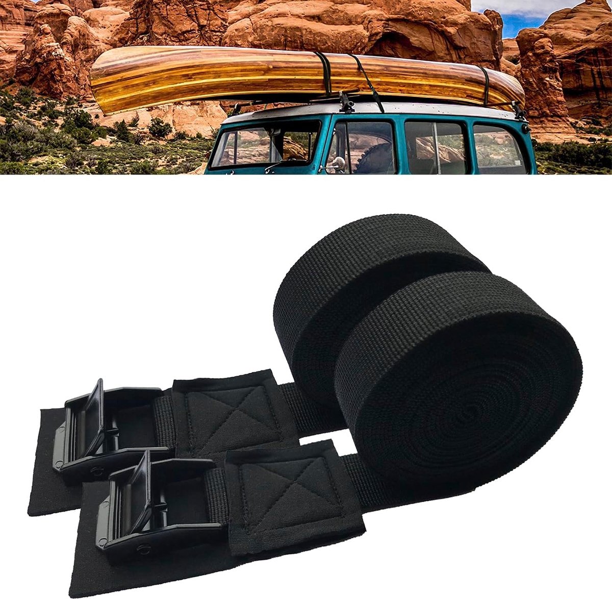 SnelShoppen - Duurzame Sjorband 2,7m x 2,5cm voor het Vastzetten van Lading, Gevoerde Nokkenvergrendeling, Set van 2 Stuks, Ideaal voor Camping, Tuin