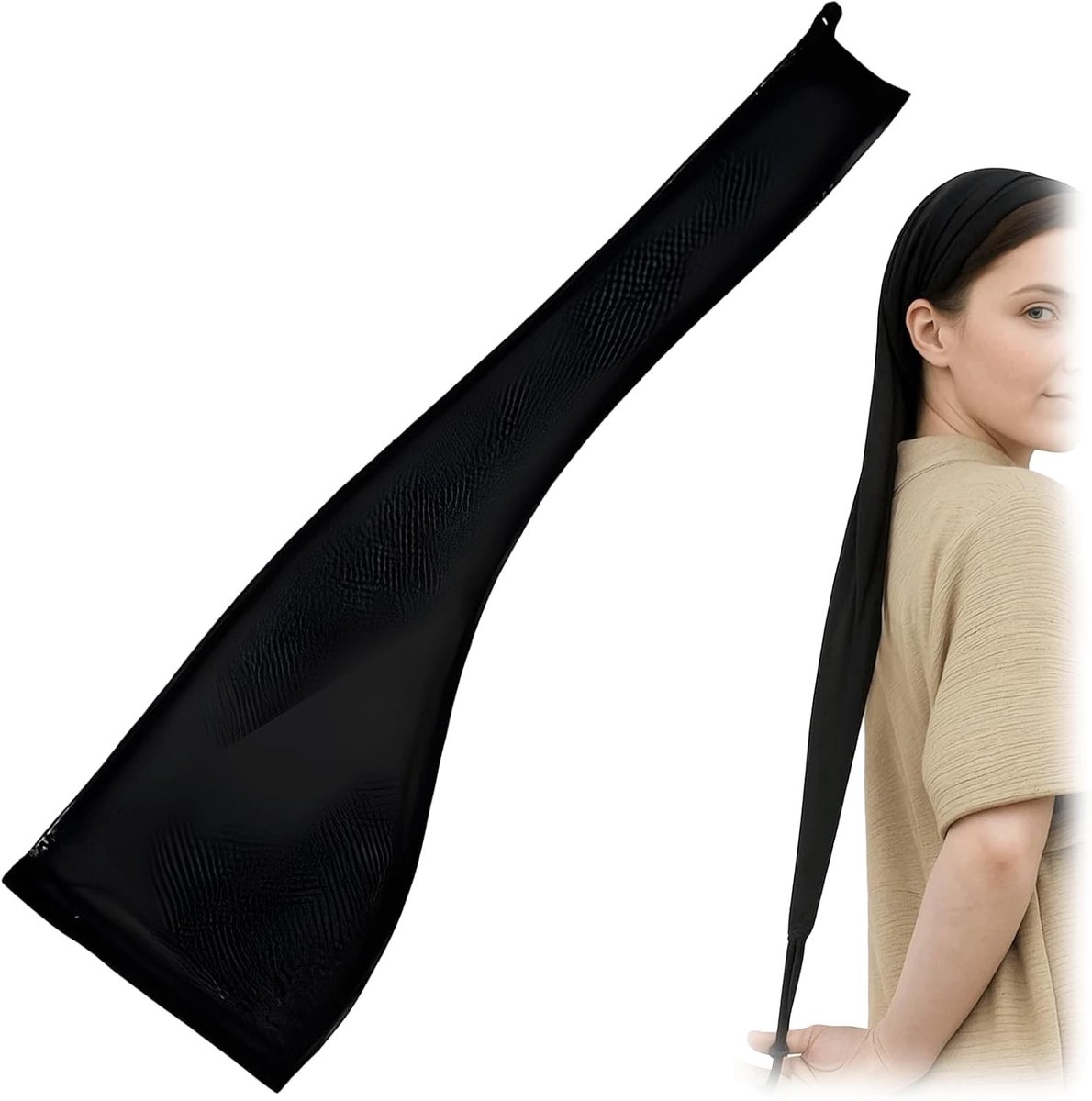 Extra lange haarbedekking voor vlechten, dreadlocks en twists – ademende en rekbare loc cover voor dames, herbruikbaar en lichtgewicht, zwart