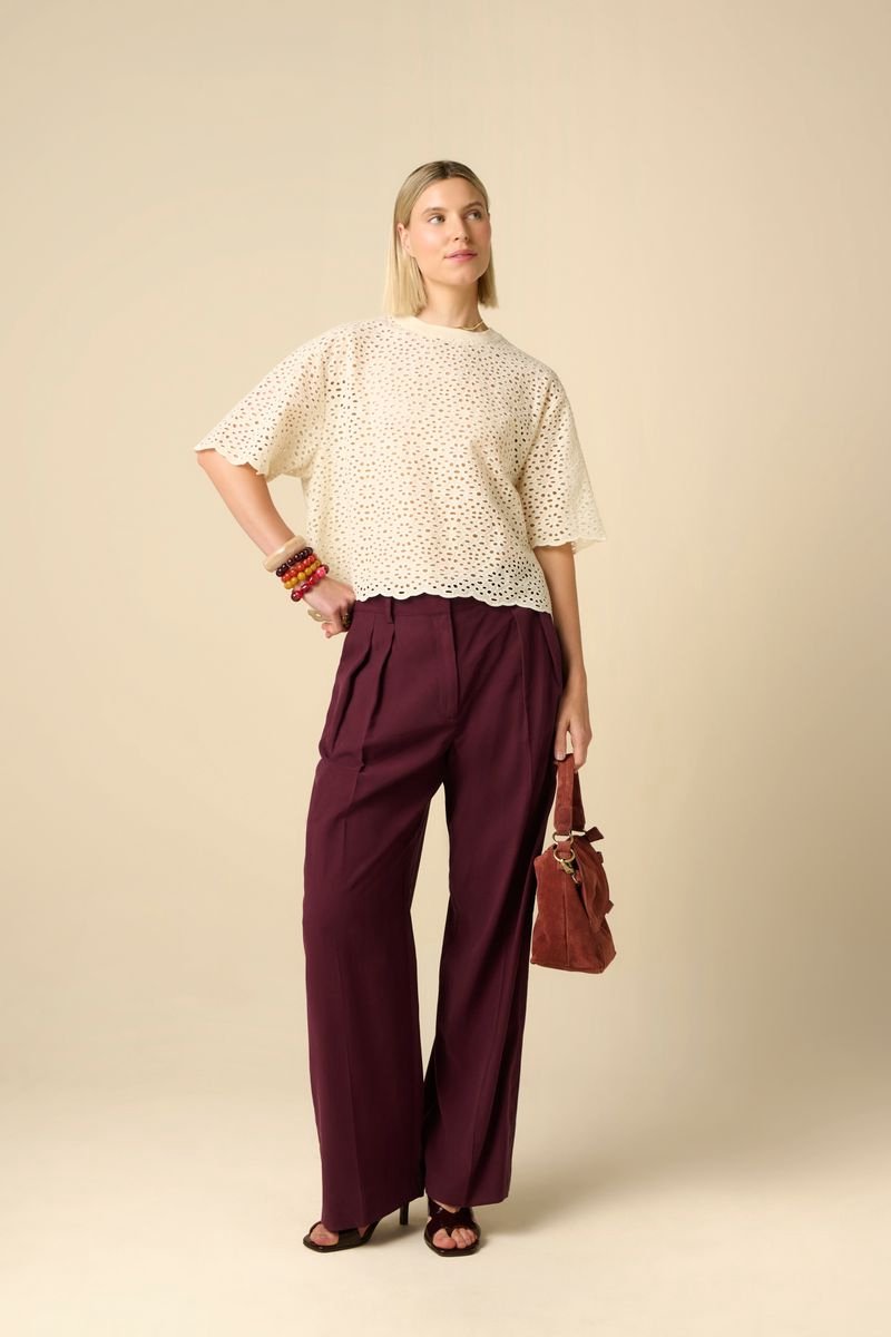 Sissy-Boy - Donkerbruine high waist wide leg broek