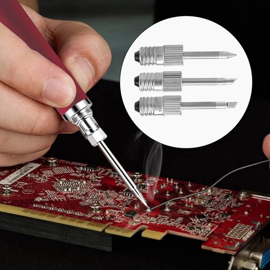 Set van 3 Messing Loodtips voor USB Loodijzer - Solderen, Lassen en Repareren met E10 Interface — afbeelding 2