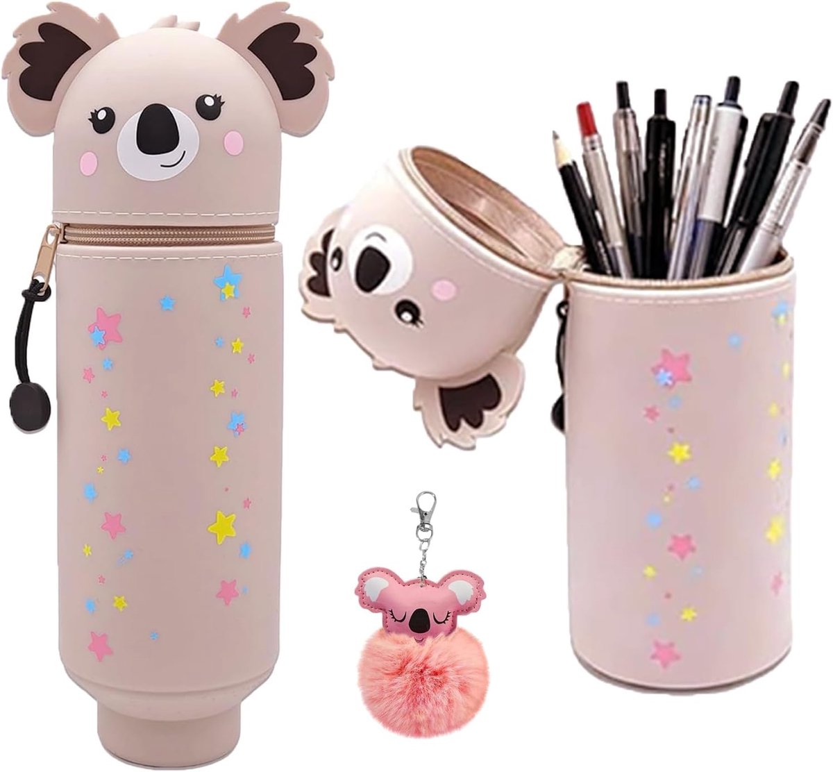 SnelShoppen - Kawaii Silicone Pennenhouder Roze Multifunctionele Bureau Opbergtas 19x6.5x6.5 cm Perfect voor Kantoor, School en Thuis