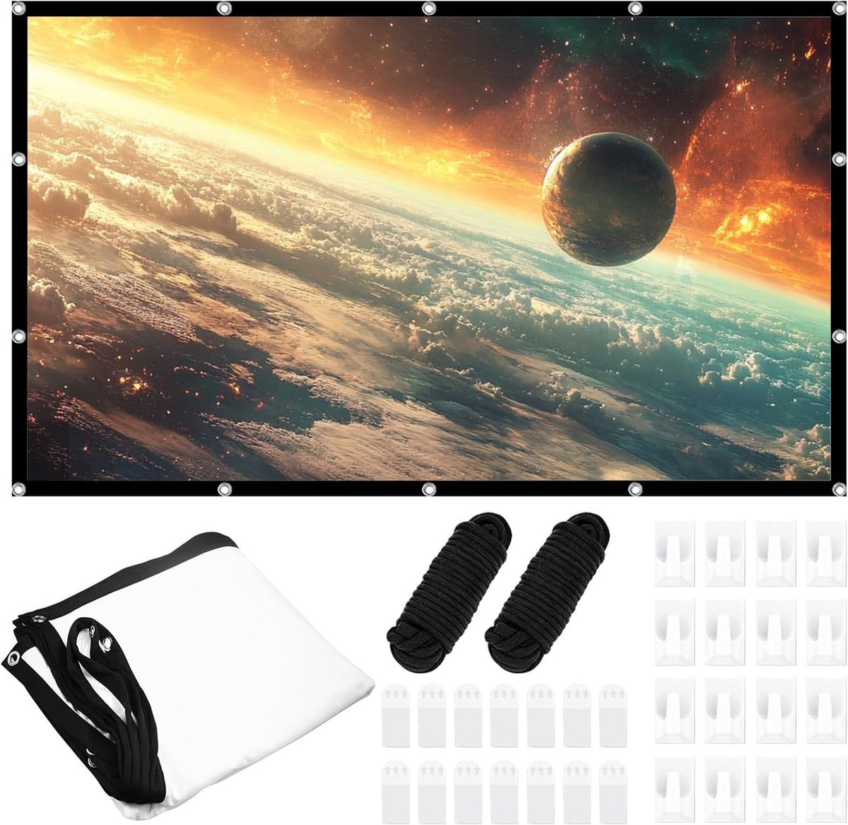SnelShoppen - Beamer 100 inch 16:9 HD Opvouwbaar Projectorscherm Dubbelzijdig Anti-Rimpel Draagbaar voor Outdoor Camping Thuis School Vergaderingen