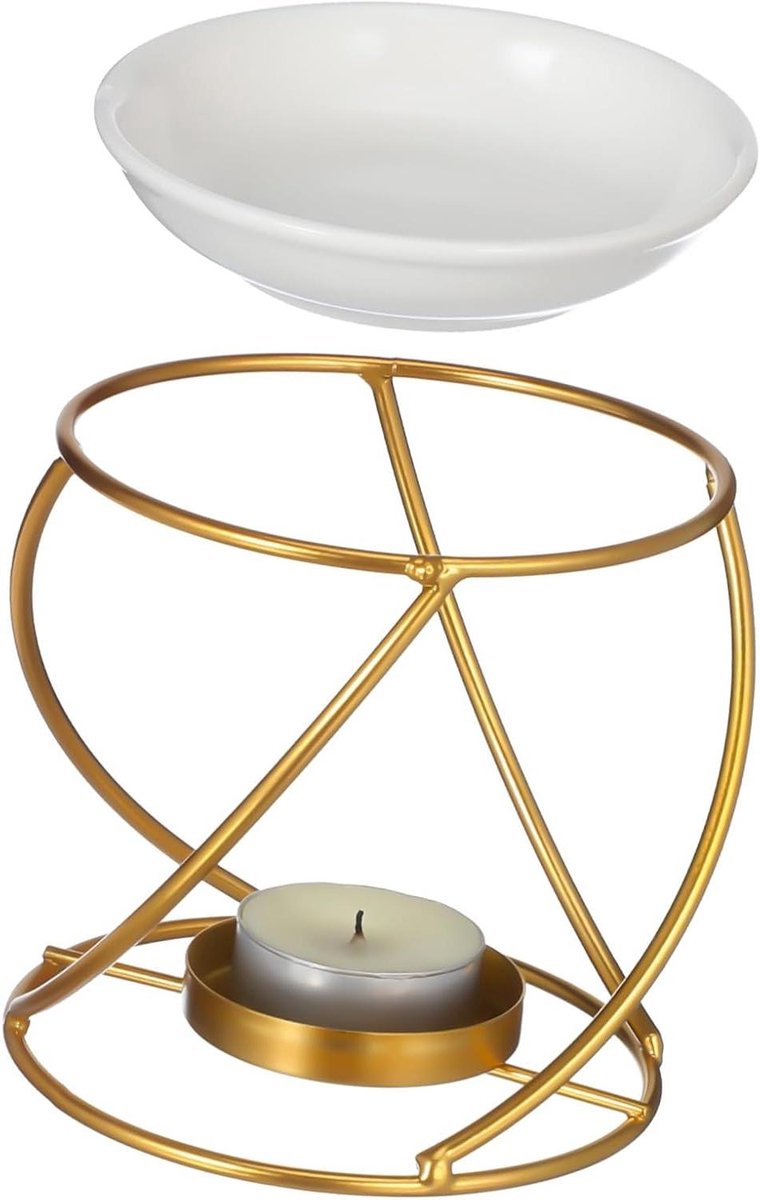 Metalen Wax Melter - Geurbrander Kaarsenhouder - Huisdecoratie Ontspanning - Gecontroleerde Warmteverspreiding - 10 x 9.7 x 9.7 cm - Goud