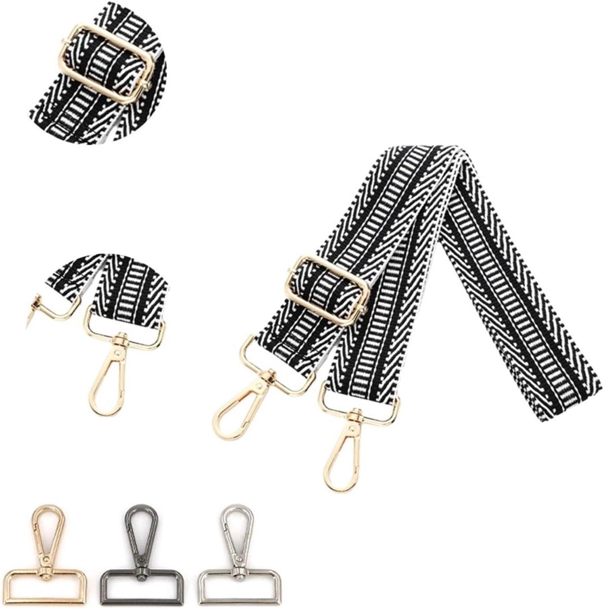Tas Riem Vervanging - Schouderband Handtas - Tas Aanpassen - Verstelbare Lengte - 50 g - Zwart